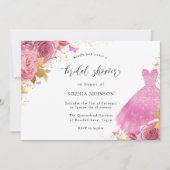 Rosa Blush Gold Sparkleider Brautparty Einladung (Vorderseite)