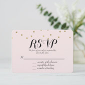Rosa Blush Gold Sparkone Confetti UAWG RSVP Karte (Stehend Vorderseite)