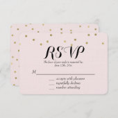 Rosa Blush Gold Sparkone Confetti UAWG RSVP Karte (Vorne/Hinten)