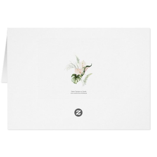 Rosa Blush Gold Tropical Greenery Vielen Dank (Rückseite Horizontal)