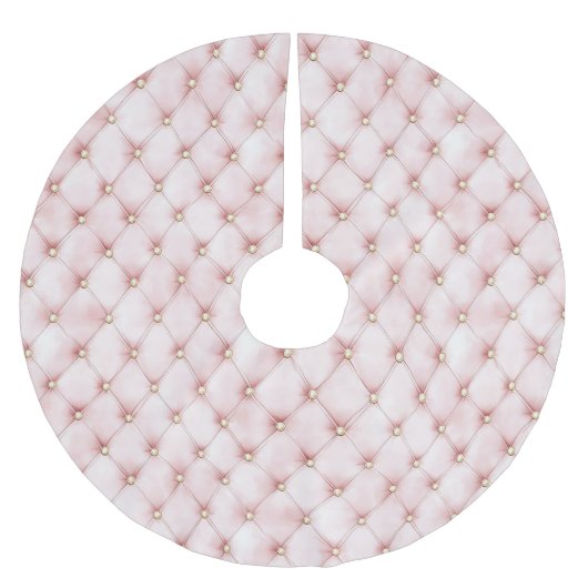 Rosa Blush Gold Tufts Weihnachten Polyester Weihnachtsbaumdecke (Vorderseite)