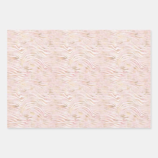 Rosa Blush Gold Zebra Print Glitz Geschenkpapier Set (Vorderseite 3)