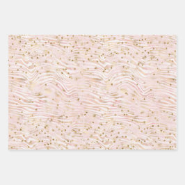 Rosa Blush Gold Zebra Print Glitz Geschenkpapier Set