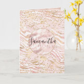 Rosa Blush Gold Zebra Print Glitz Karte (Gelbe Blume)