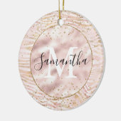 Rosa Blush Gold Zebra Print Glitz Monogram Keramik Ornament (Links)