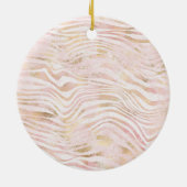 Rosa Blush Gold Zebra Print Glitz Monogram Keramik Ornament (Hinten)