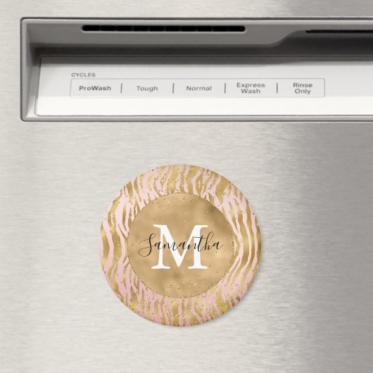 Rosa Blush Gold Zebra Print Glitz Sparkor Magnet (In Situ (Geschirrspüler))