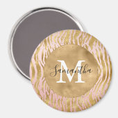 Rosa Blush Gold Zebra Print Glitz Sparkor Magnet (Vorderseite/Rückseite)