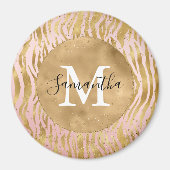 Rosa Blush Gold Zebra Print Glitz Sparkor Magnet (Vorne)