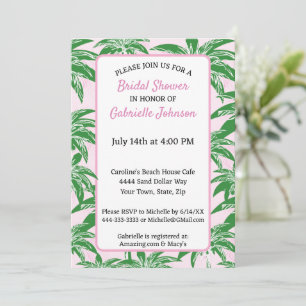 Rosa Blush Green Palm Tree Sommer Dusche Party Einladung