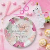 Rosa Blush Himbeere Wasserfarbe Blumenzehen Pappteller (Party)