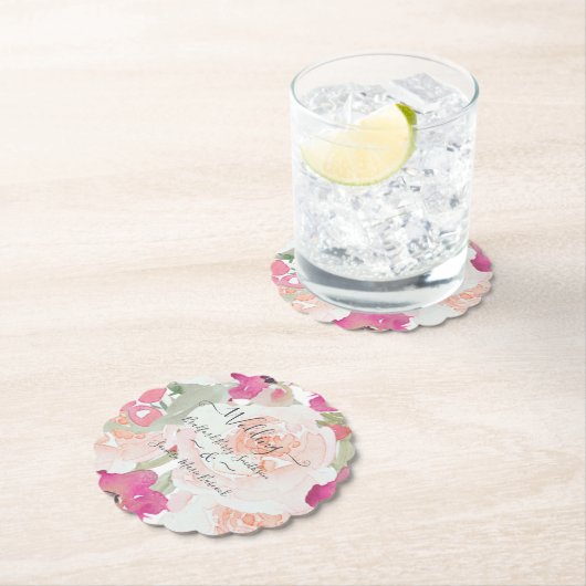 Rosa Blush Himbeere Wasserfarbe Blumenzehen Untersetzer (Vor Ort)