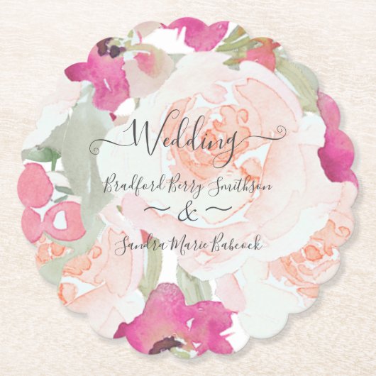 Rosa Blush Himbeere Wasserfarbe Blumenzehen Untersetzer (Vorderseite)