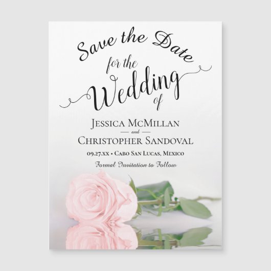 Rosa Blush Hochzeit Speichern Sie das Datum Magnet (Vorderseite)