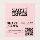 Rosa Blush-Hochzeitskennzeichen mit QR-Code (Außenseite Aufgefaltet)