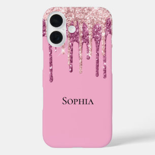 Rosa Blush Ice Creme Glitzer Tropfen iPhone 16 Hülle