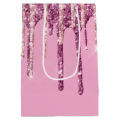 Rosa Blush Ice Creme Glitzer Tropfen Mittlere Geschenktüte (Rückseite)