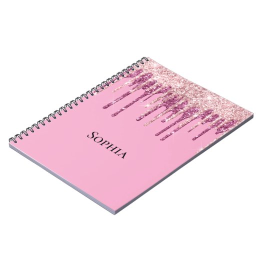 Rosa Blush Ice Creme Glitzer Tropfen Personalisier Notizblock (Linke Seite)