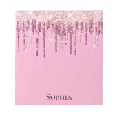 Rosa Blush Ice Creme Glitzer Tropfen Personalisier Notizblock (Vorderseite)