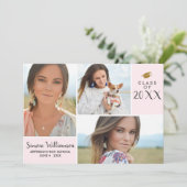 Rosa-Blush-Klasse des 20XX-Abschlusses - FotoColla Einladung (Stehend Vorderseite)
