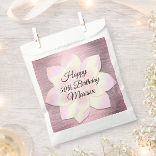 Rosa Blush Lotus Blume Geburtstag Personalisiert Geschenktütchen