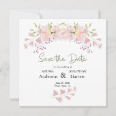Rosa Blush Magnolia Bläserner Elegant Save the Dat Date (Vorderseite)