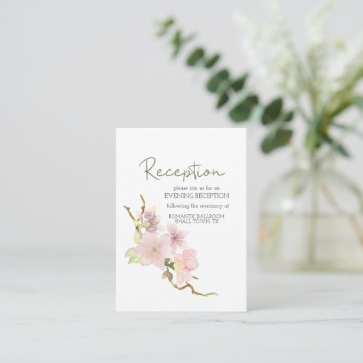 Rosa Blush Magnolia Bloral Wedding Card Begleitkarte (Stehend Vorderseite)