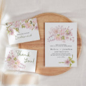 Rosa Blush Magnolia Bloral Wedding Einladung