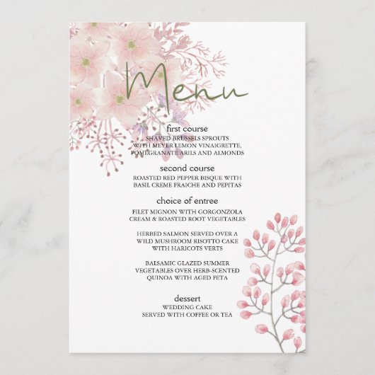 Rosa Blush Magnolia Blumenmenü Menükarte (Vorderseite)