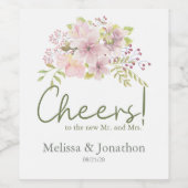 Rosa Blush Magnolia Blumenstrauß Weinkarte Weinetikett (Einzelnes Label)