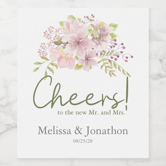 Rosa Blush Magnolia Blumenstrauß Weinkarte Weinetikett (Einzelnes Label)