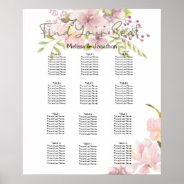 Rosa Blush Magnolia Blumenzwiebelkarte Poster