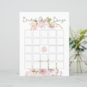 Rosa Blush Magnolia Brautparty Bingo (Stehend Vorderseite)