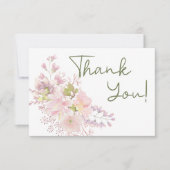 Rosa Blush Magnolia Floral Elegant Danke Karte (Vorderseite)