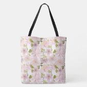 Rosa Blush Magnolia Floral Initialmonogramm Tasche (Rückseite)