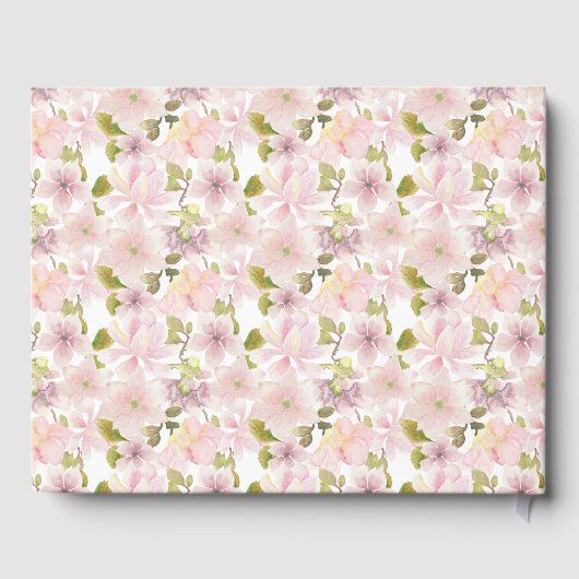 Rosa Blush Magnolia Floral Wedding Gästebuch (Rückseite)