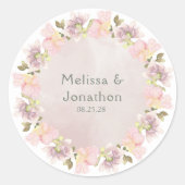 Rosa Blush Magnolia Floral Wedding Round Sticker (Vorderseite)