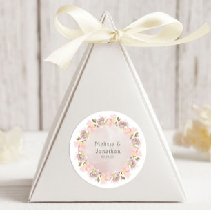 Rosa Blush Magnolia Floral Wedding Round Sticker