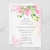 Rosa Blush Magnolias Christliche Hochzeit Einladung (Vorne/Hinten)