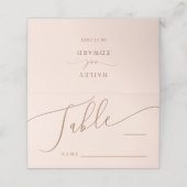Rosa-Blush-Minimal-Hochzeit-Tischnummer Platzkarte (Außenseite Aufgefaltet)