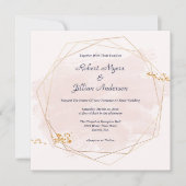 Rosa Blush mit goldener Hochzeit Einladung (Vorderseite)