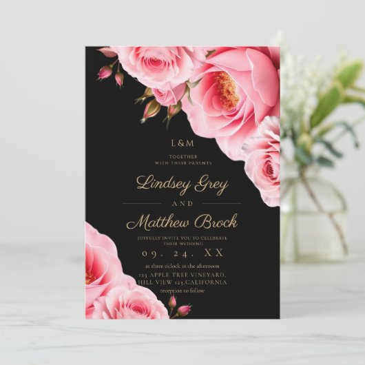 Rosa Blush Modern Divine Hochzeit Einladung (Stehend Vorderseite)