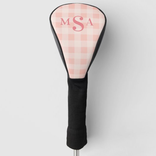 Rosa Blush Monogram Initials Kariert Bauernhof Golf Headcover (Vorderseite)