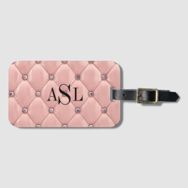 Rosa Blush Monogram Satin Metallisches Elegant Gepäckanhänger