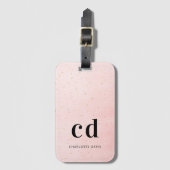Rosa Blush Name elegante, moderne Initialen Gepäckanhänger (Vorderseite Vertikal)