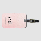 Rosa Blush Name elegante, moderne Initialen Gepäckanhänger (Vorderseite (Horizontal))