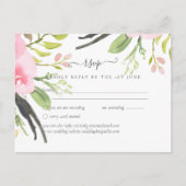 Rosa Blush Olive Wedding RSVP Postkarte (Vorderseite)