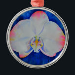 Rosa Blush Orchid Ornament Aus Metall<br><div class="desc">Romantische elegante Rosa- und Weißorchid-Aquarellmalerei von H Cooper</div>