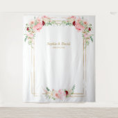 Rosa Blush Peonies Gold Bloom Foto Stand Hochzeit Wandteppich (Vorderseite)