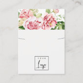 Rosa Blush Peony Floral Logo Nekklerbildschirm Visitenkarte (Vorderseite)